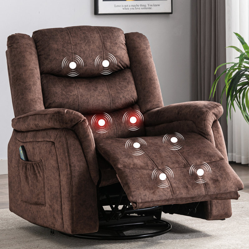 Winston Porter Recliner Chair With Heat And Massage 360 DegreeSwivel